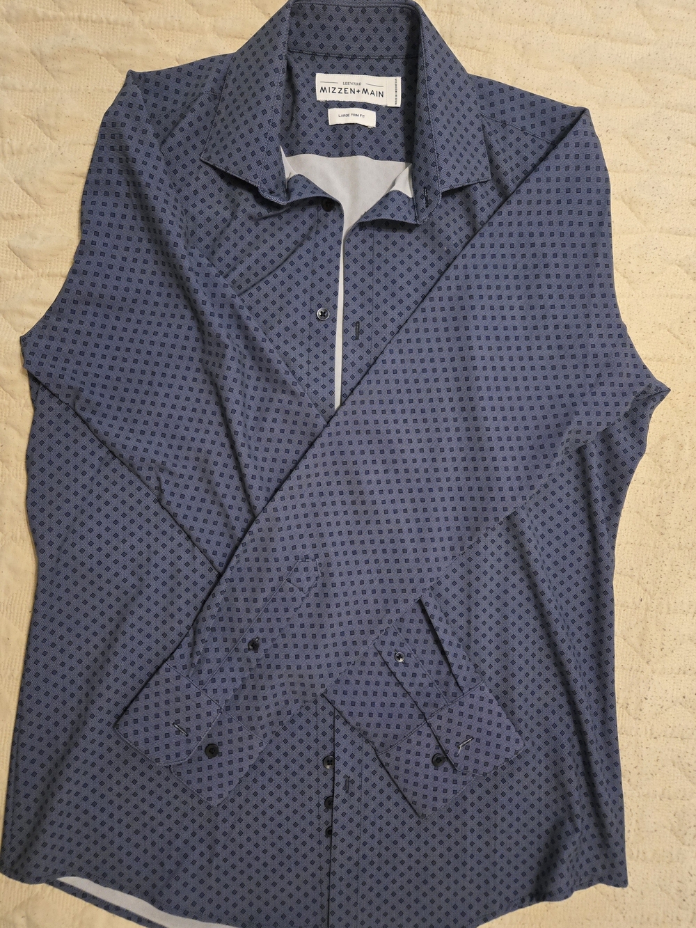 Mizzen+Main Navy Micro-Print Dress Shirt